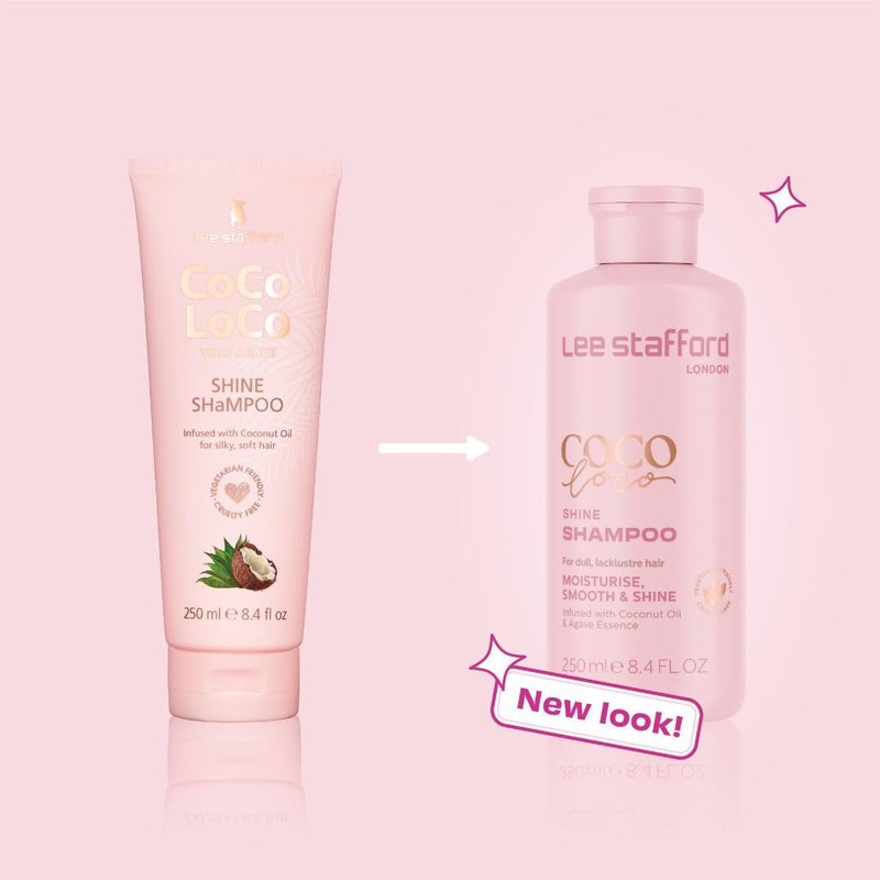 Lee Stafford Shine Shampoo | Coco Loco - Best Moisturizing Lightweight Shampoo for Dry, Dull Hair, Radiant High Gloss Sleek Silk Shiny Finish, Packed with Coconut Oil for Rich Moisture, 250 ml