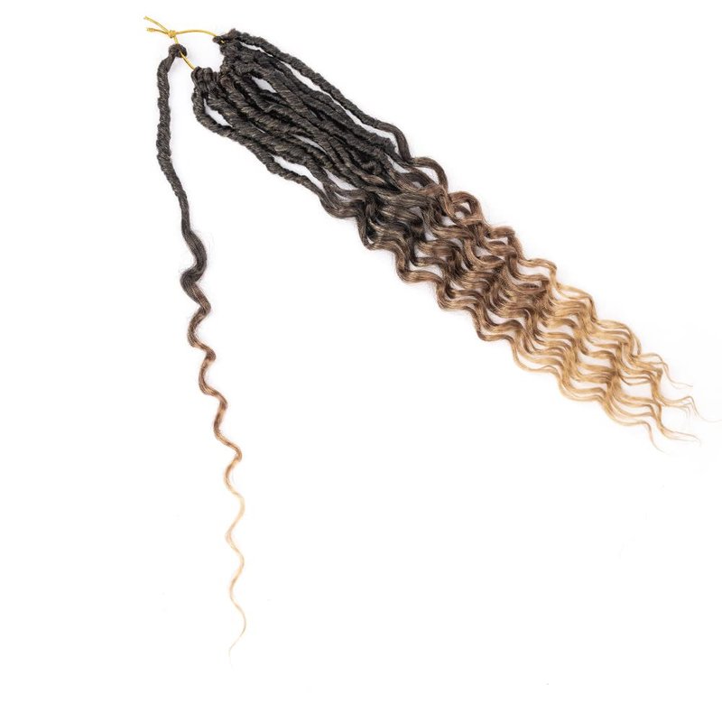 DoeSeor 18 Inch Goddess Locs Crochet Hair 8 Packs New Soft Faux Locs Crochet Braids Deep Wave Pre Looped Hair Extensions for Black Women(3T3027/8PCS/18inch)