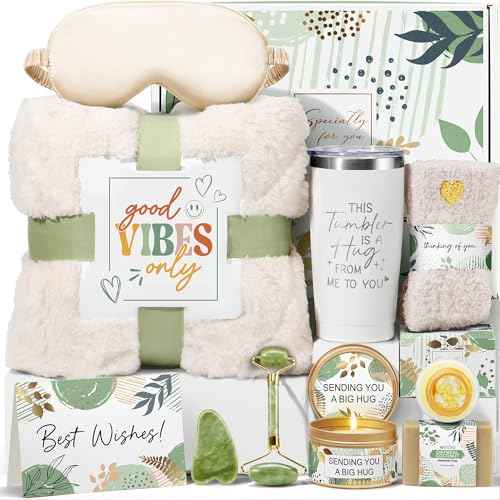 Self Care Gifts for Women Get Well Soon Gifts Basket, Birthday Gifts for Women Care Package Relaxing Spa Gifts Thinking of You Gifts w/ Blanket, Unique Christmas Gifts for Mom Her Friend Sister Wife