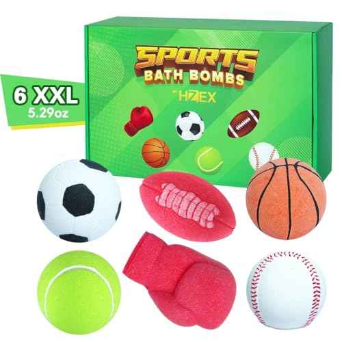 Sports Themed Bath Bombs Gift Set ? 6 Piece Novelty Fizzy Balls with Basketball, Tennis, Baseball, Soccer, Football & Boxing ? Fun Spa Kit for Kids, Teens, Men & Women ? Self Care & Relaxation