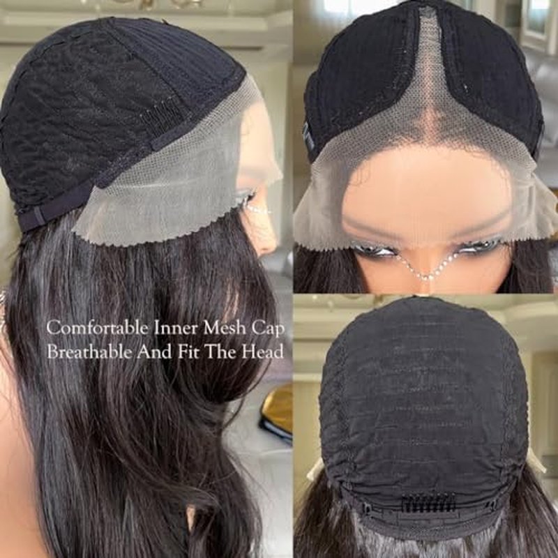 X-TRESS Hair Black wig for Women, Middle Part Front Lace Hairline Wig Pre-Plucked Heat Resistant Synthetic Wig for Daily 28 Inch-1B