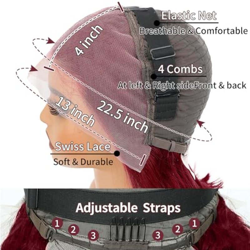 LICHANG 99J Burgundy Bob Wigs Human Hair 13x4 lace Front Wigs Human Hair 200% Density Short Straight Frontal Bob Wigs For Women Human Hair Pre Plucked with Baby Hair Natural Hairline Wine Red 10 Inch