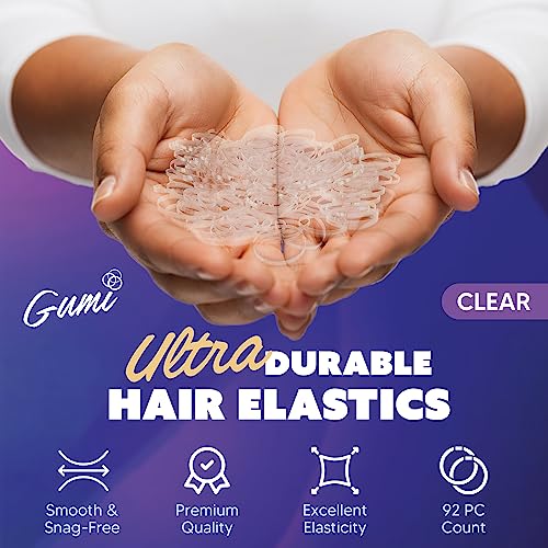 Hair Elastics - Ouchless No Damage Elastic Hair Bands (Clear - Large)