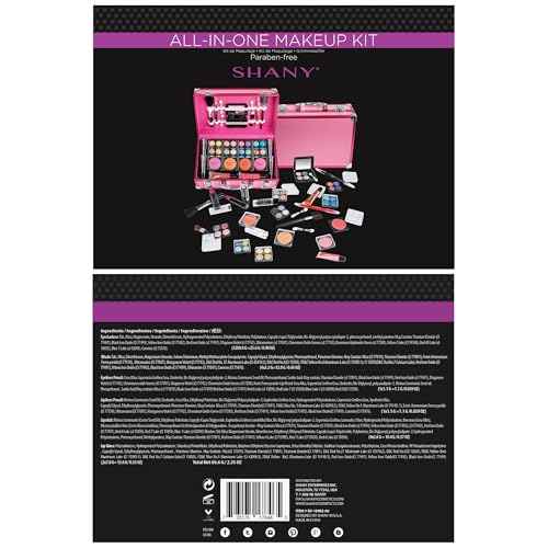 SHANY Carry All Make up Train Case with Pro Makeup Set, Beauty Brushes, Lipsticks, Eye Shadows, Blushes, Powders, and more - Reusable Cosmetics Storage Organizer - Premium Gift Packaging - Pink