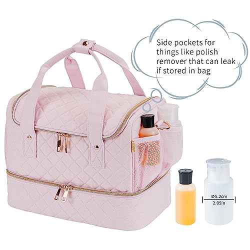 Nail Polish Organizer Case,Nail Storage Organizer Holds Nail Lamp & 50 Bottles Nail Polish,Travel Nail Tech Case,Nail Kit Organizer Bag Fits Nail Supplies & Manicure Tools,Pink (Patented)