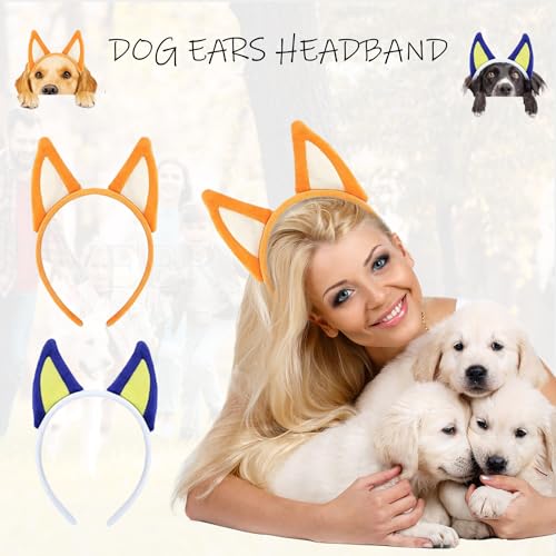 Jolbndcv 4 Pcs Dogs Ear Headbands Soft Blue Party Costumes for Pet Birthday Party Costumes Dress-up Supplies