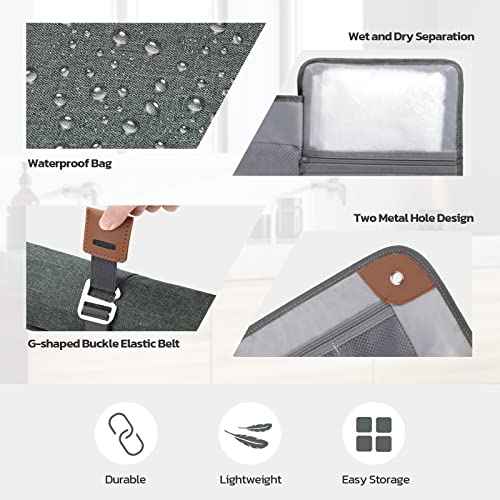 Toiletry Bag for Men, Travel Essentials Travel Toiletry Bag, Water-Resistant Compact Bathroom Roll Organizer for Hygiene, Shaving kit, Gifts for men (5.Mystery Gray(Polyster))