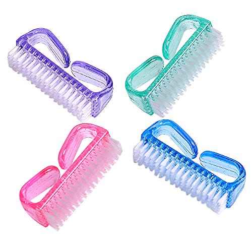 hupos Handle Grip Nail Brush, Fingernail Scrub Cleaning Brushes for Toes and Nails Cleaner, Pedicure Brushes for Men and Women 4 Pack