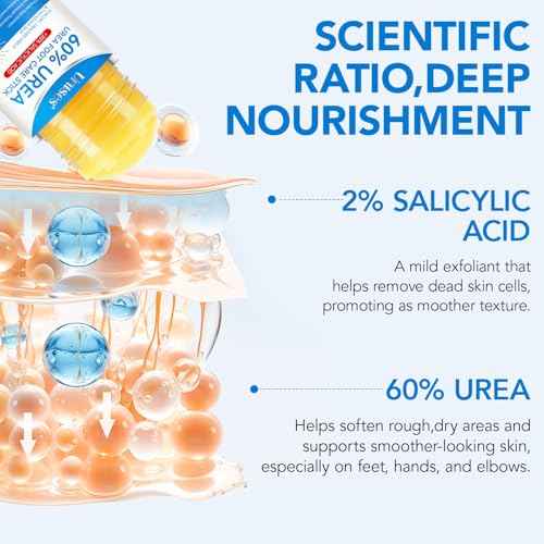 Urea Cream 60% plus Salicylic Acid 2% Urea Foot Care Stick, Foot Cream for Foot Callus Remover, Feet Moisturizer Stick for Dry Cracked Heels, Hands, Knees, Hydrating Heel Balm, Easy To Use