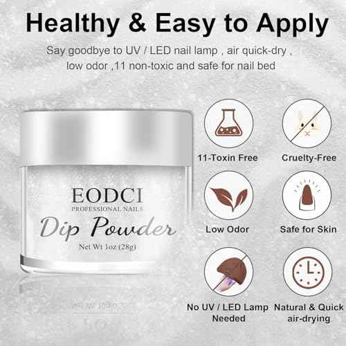 Glitter White Dip Powder, 1OZ Pro Nail Dip Powder for French Manicure Nail Starter & Professional Home DIY Salon Use Party Festival Gift Keep Long-lasting Dip Nails