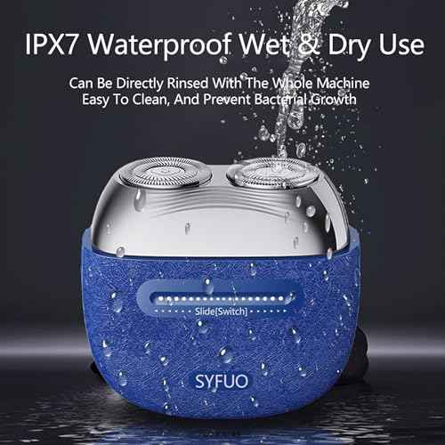 Mini Electric Shavers for Men, Portable Electric Razor with IPX7 Waterproof, Wet and Dry Shaving, USB-C Rechargeable Beard Shaver for Travel, Home, Blue