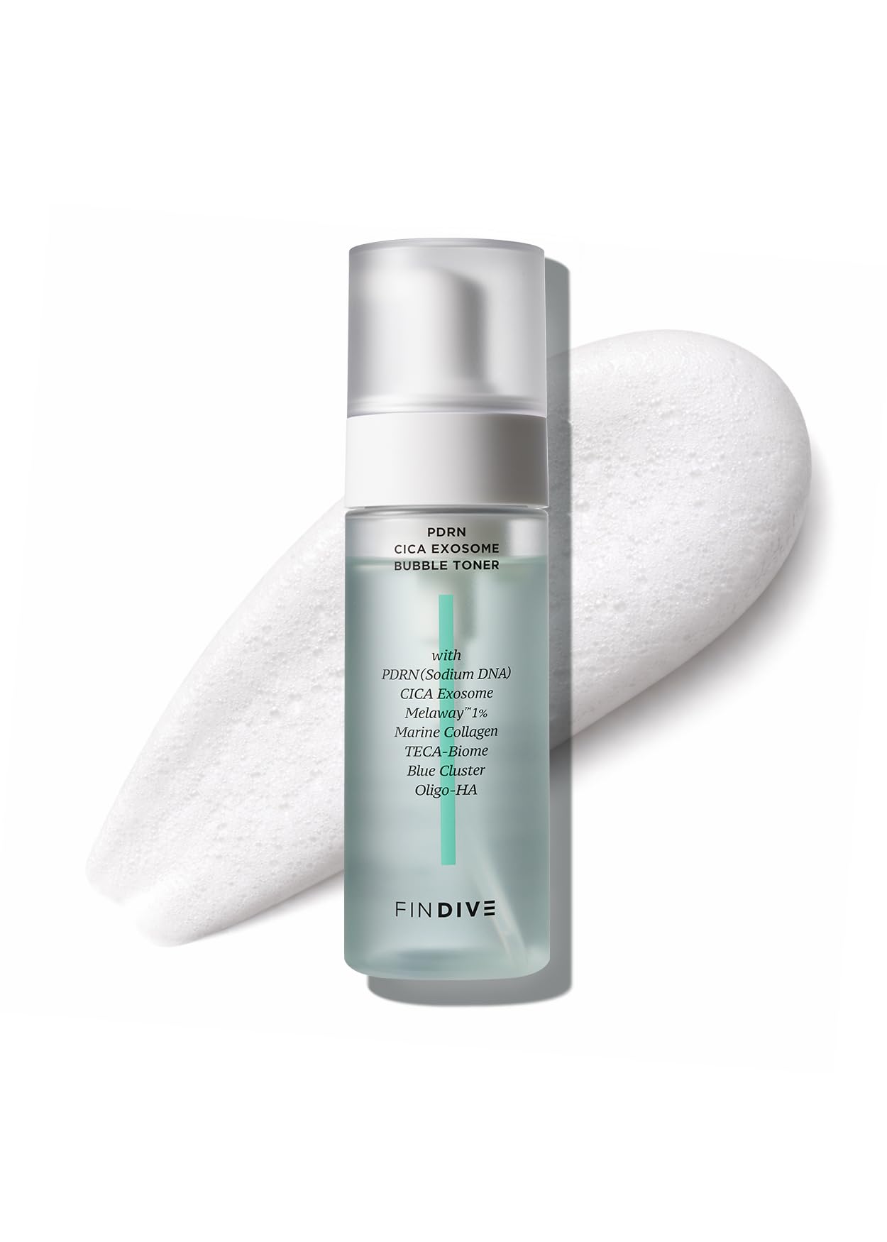 FINDIVE Official PDRN CICA Exosome Bubble Toner, PDRN (Sodium DNA) 1,000ppm, CICA Exosome 1,000ppm, Marin Collagen, Soothes, Regenerates Skin, Korean Skincare 5.07fl.oz