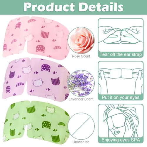 96 Pack Steam Eye Mask Disposable Self Heating Warm Compress for Dry Eyes, Unscented Lavender Rose Scented for Women Men Sleep Spa Travel Relaxing Gift