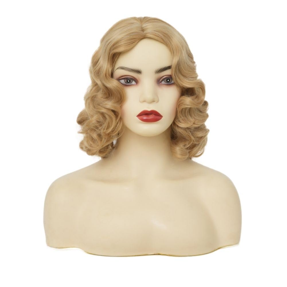 Blonde Finger Wave Wig - 1920s Vintage Style | Medium Length, Side Part, Heat Resistant Synthetic Hair for Daily Wear & Parties