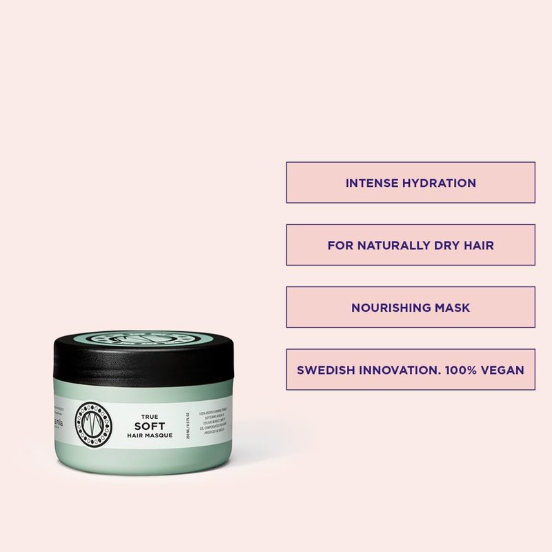 Maria Nila True Soft, Moisturizing Hair Mask For Dry Brittle Hair, Argan Oil Remoisturises & Reduces Frizz, 100% Vegan & Sulfate/Paraben free, 8.5 Fl Oz