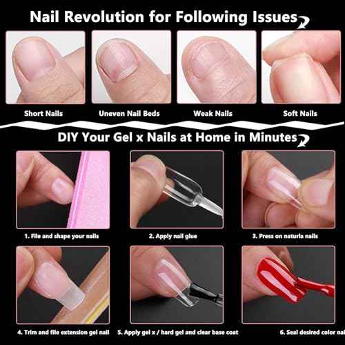 Women Nail Tips Decoration Set, 300pc Extra Short Almond Nail Tips Clear Fake Nails Kit Full Cover XS Short Almond Press Acrylic Nail Kit with Nail Sticker Decal Decoration Kit for Nail Extension