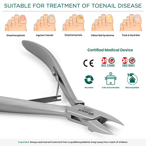 Ingrown Nail Clippers for Men with Ingrown Toenails ? Blizzard Podiatrist Toenail Clipper Set German Forged ? 5 inch Professional Nail Cutter ? Straight Head Podiatry Nipper Nail Kit - Hospital Grade