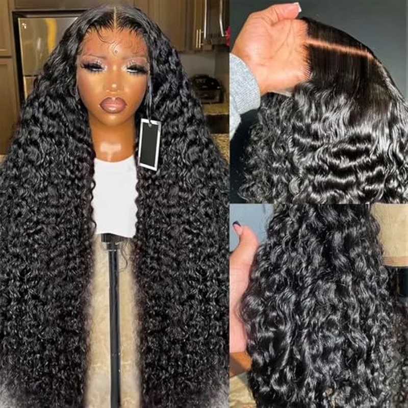 Deep Wave Lace Front Wigs Human Hair Wig for Woman 13x4 Hd Deep Curly Lace Front Wig Human Hair Pre Plucked With Deep Wave Lace Frontal Wigs (12 Inch)