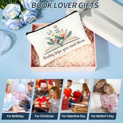 8 Pcs Book Lover Gifts for Women Bookish Gifts in Bulk Mothers Day, Birthday Christmas Gifts for Book Lovers Ideas Cute Bookworms Makeup Bag Makeup Pouch Cosmetic Bag for Librarians Gifts (Green)