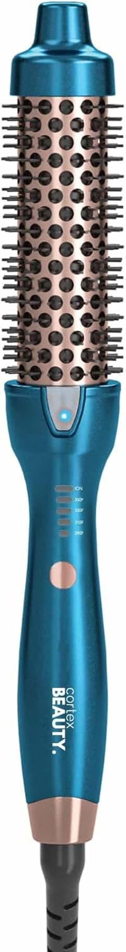 Cortex Beauty Heated Round Brush - 1.5 Inch Ionic Thermal Brush for Frizz-Free Blowout | 4 Temperature Settings, Dual Voltage (Turquoise)
