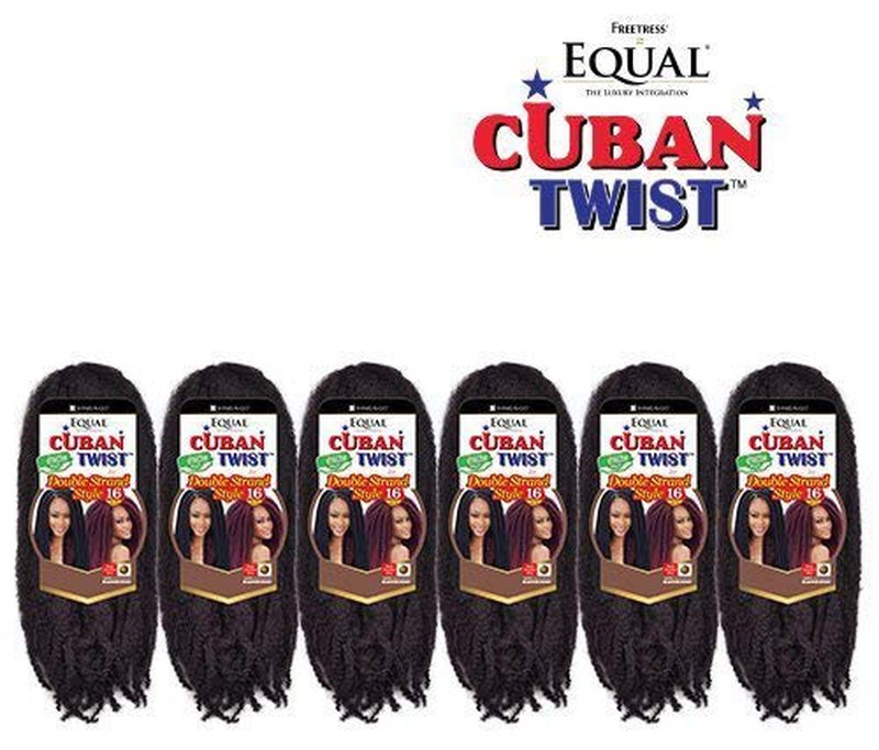 Freetress Equal Synthetic Hair Braids - Double Strand Cuban Twist Braid 16" | 6-Pack, Color 2
