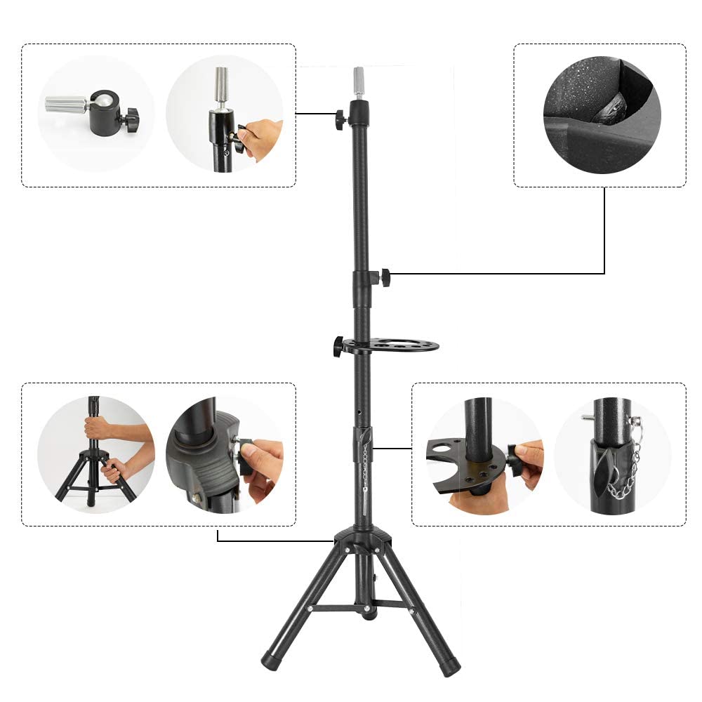 AliLeader 55 Inch Heavy Duty Wig Stand Tripod with Tray (Mannequin Head Not Included)