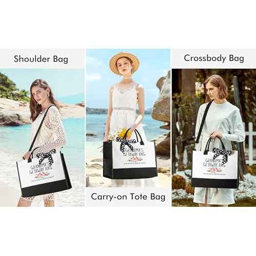 Best Grandma Gifts, Christmas Gifts for Grandma from Granddaughter Grandchildren Grandkids, Nana Birthday Gift Grandmother Canvas Tote Bag Makeup Bag Set for Gigi Unique Grandmother New Granny Gift