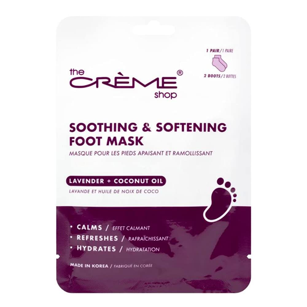 Soothing Foot Mask Socks - Coconut Oil & Lavender for Dry Feet Relief | Softening Treatment (Pack of 3)