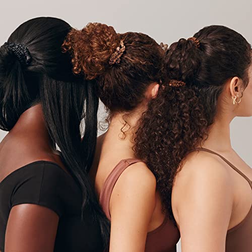 slip Silk Skinny Scrunchies - Black | Set of 4 Skinny Scrunchies | 100% Mulberry Silk, Anti-Crease, Gentle on Hair, Reduces Breakage | Stylish & Durable, Ideal for All Hair Types