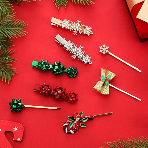 16 Peace Christmas Hair Clips for Women Rhinestone Snowflake Hair Clips Candy Cane Christmas Hair Accessories Candy Hair Accessories Alligator Xmas Bow Hair Pins Barrettes for Girls Holiday Gift