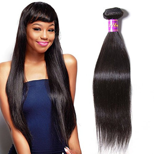 UNice Hair Icenu Series 8A Brazilian Straight Virgin Hair 1 Bundle Unprocessed Human Hair Extensions Weave Natural Color (16, #1B color)