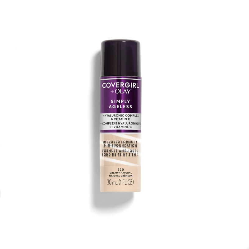 Covergirl + Olay Simply Ageless 3-in-1 Liquid Foundation, Creamy Natural & Simply Ageless Makeup Primer, 1 Fl Oz, Pack of 1