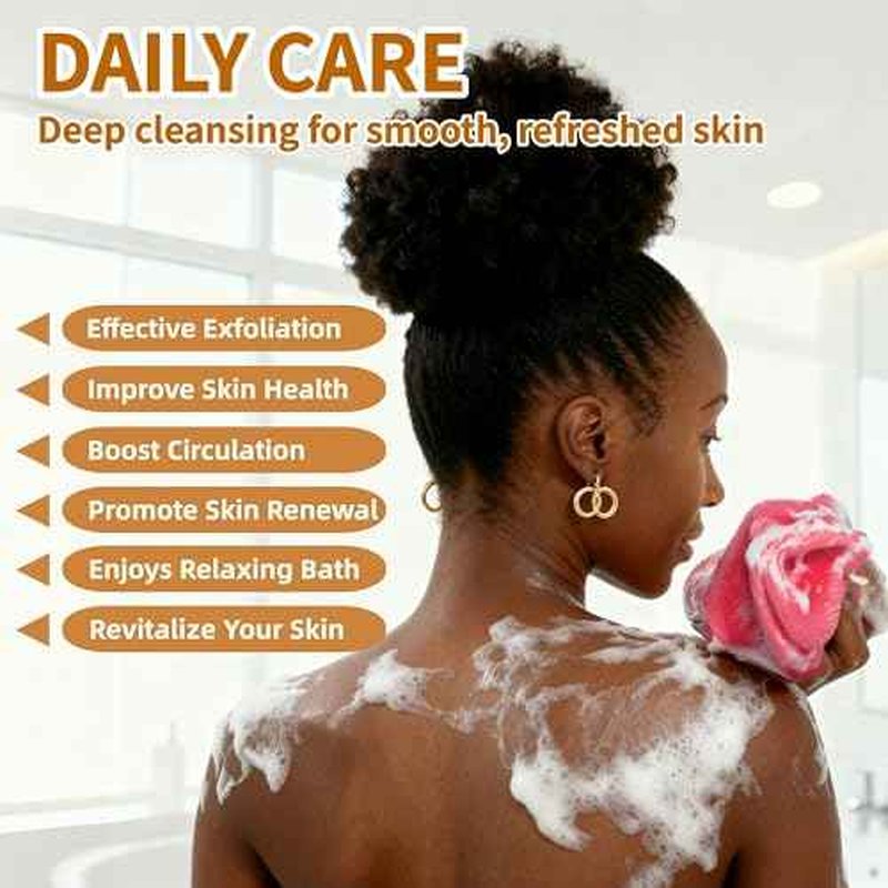 2 Pack Authentic African Net Sponge with Handles, AivaToba Mesh Body Scrubber, Exfoliating Wash Cloths for Body Scrubber, Back Scrub Exfoliating Sponge for Shower Bath, Portable Bath Sponge