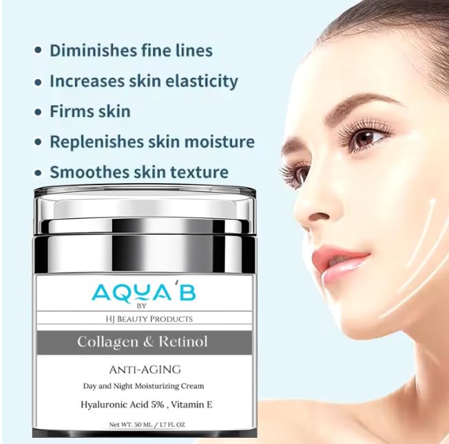 Collagen and Retinol Hydrating Face Cream - Anti-Aging Moisturizer for Glowing Skin