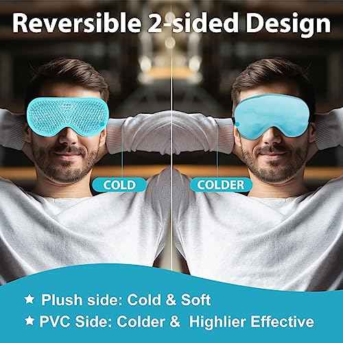 BeeVines Gel Eye Mask, 2 Pack Cooling Ice Masks for Puffy Eyes for Men & Women, Cold & Warm Compress for Post Surgery, Puffiness, Allergies, Sinuses & Migraines Treatment(Blue & Purple)