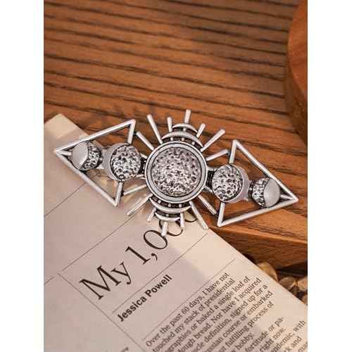 HAQUIL Vintage Sun Moon Phase Hairclip Viking Hair Barrette, Vintage Metal French Hairpins, Viking Celtic Knot Hair Accessory, Ultra Light Hair Barrettes for Women Jewelry