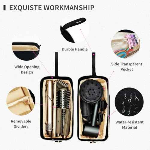 Hair Tools Travel Bag for Shark Flexstyle, Portable Shark Hair Dryer Case, Waterproof Dustproof Shockproof Flat Curling Iron Travel Organizer, Black