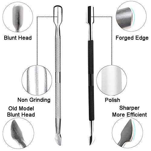 Ejiubas Cuticle Trimmer with Cuticle Pusher Cuticle Nipper Professional Grade Stainless Steel Cuticle Remover Cutter Clipper Durable Pedicure Manicure Tools (Black)