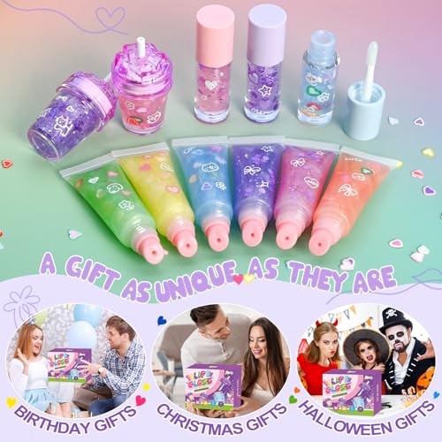 Jcoos DIY Lip Gloss Making Kit, 55PCS Lip Gloss Kit to Make Your Own Lip Gloss, Miost Lipgloss Base, Lip Gloss Tubes, Lipgloss Sets for Girls, Kids, Beginner Tweens Girls Trendy Stuff Gift for Her