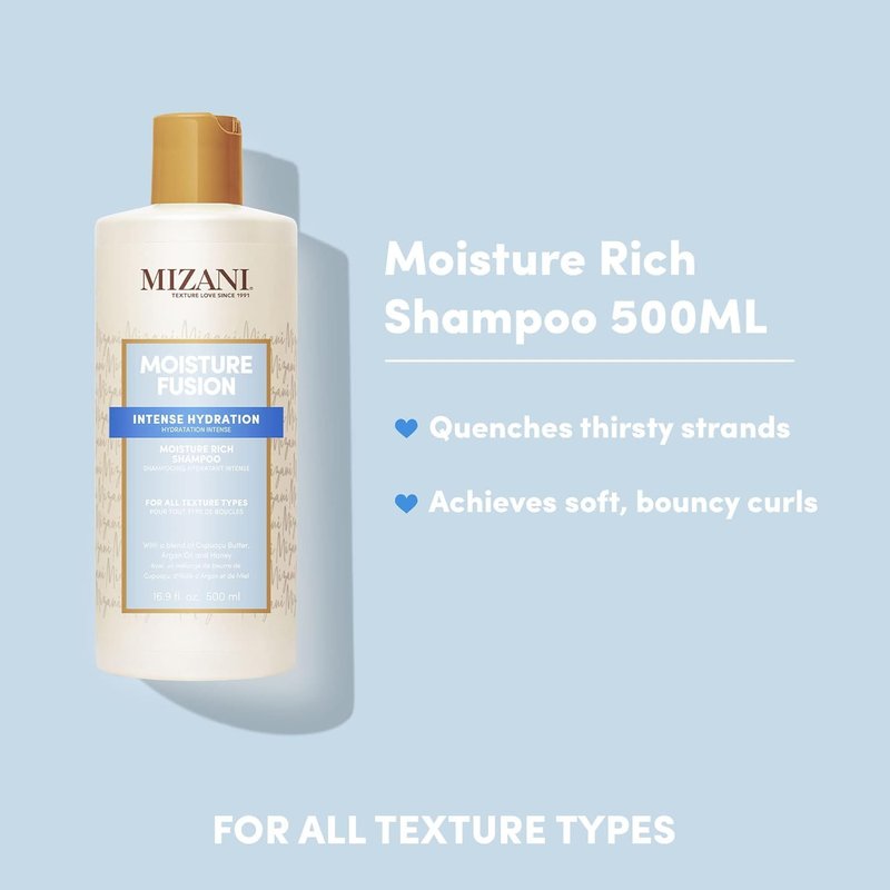 Mizani Moisture Fusion Moisture Rich Shampoo - Gently Cleanses & Conditions Hair, With Argan Oil, For Dry Hair, 16.9 Fl Oz