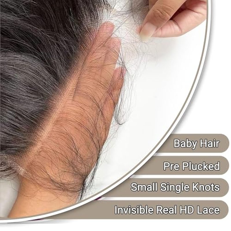 2x6 HD Lace Closure Body Wave Human Hair ? 12 Inch Ultra-Thin 0.10mm Melt Swiss Lace Closure, Pre-Plucked with Tiny Knots, Virgin Hair with Natural Hairline