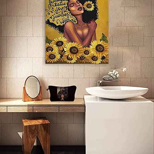 African American Makeup Bag for Purse God Says You are Unique Special Lovely Chosen Forgiven Afro Black Cosmetic Bags Inspirational Gift