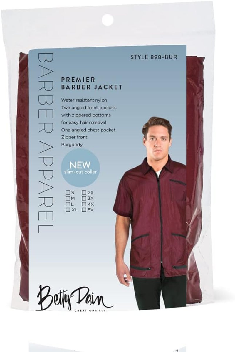 Betty Dain Premier Barber Jacket - Soft, Lightweight, Water-Resistant Nylon | Zippered Front Design