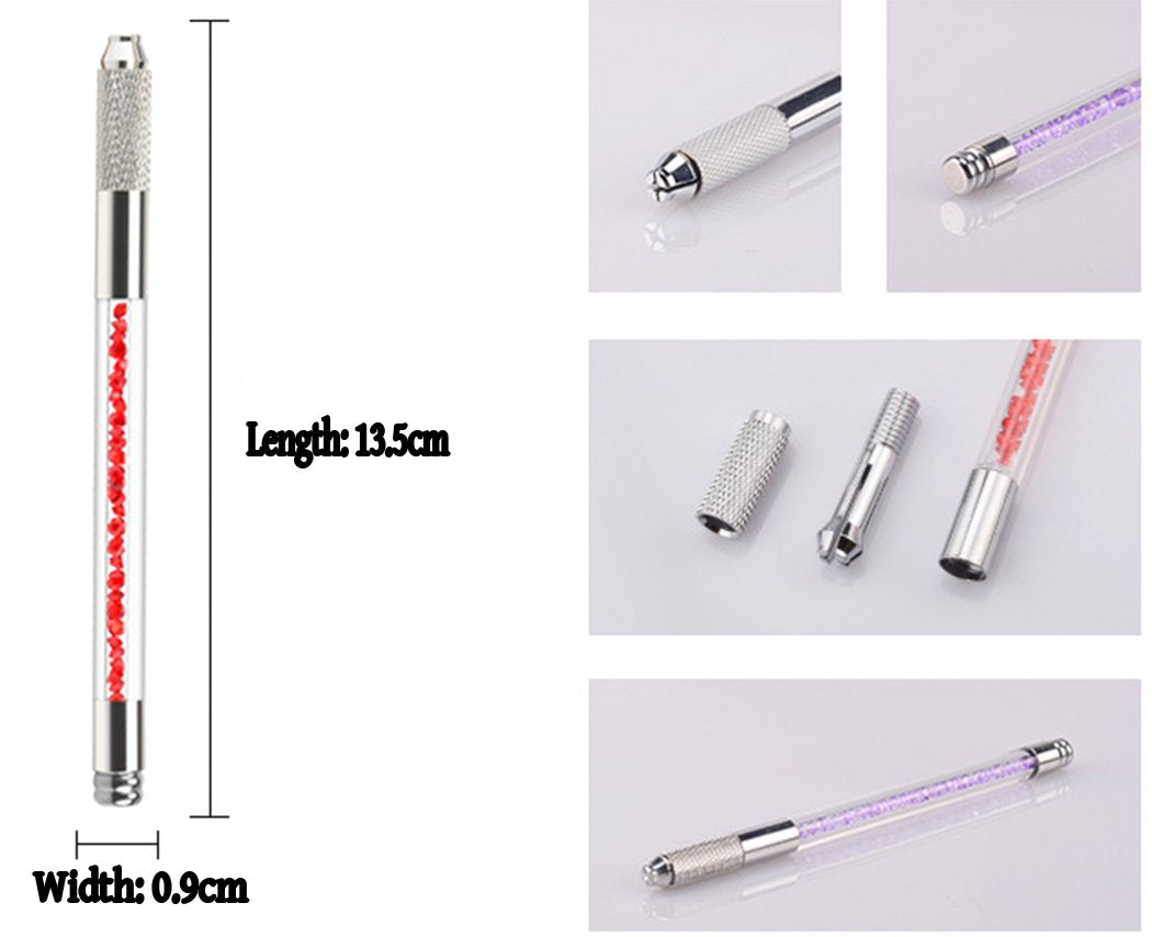 Crystal Transparent Microblading Pen - Manual Tattoo Eyebrow Pen for Permanent Makeup | 5-Pack