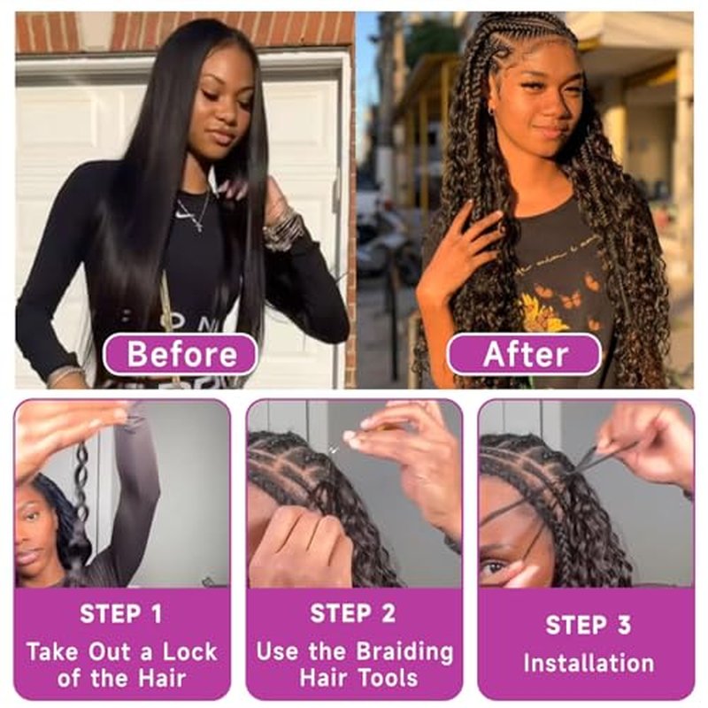 Human Braiding Hair for Boho Braids, 12A Boho Hair for Braiding Knotless Curly Natural Black 20 Inch 100g Unprocessed Brazilian Virgin Human Hair Bulk Tangle-Free Deep Wave Bohemian Braid