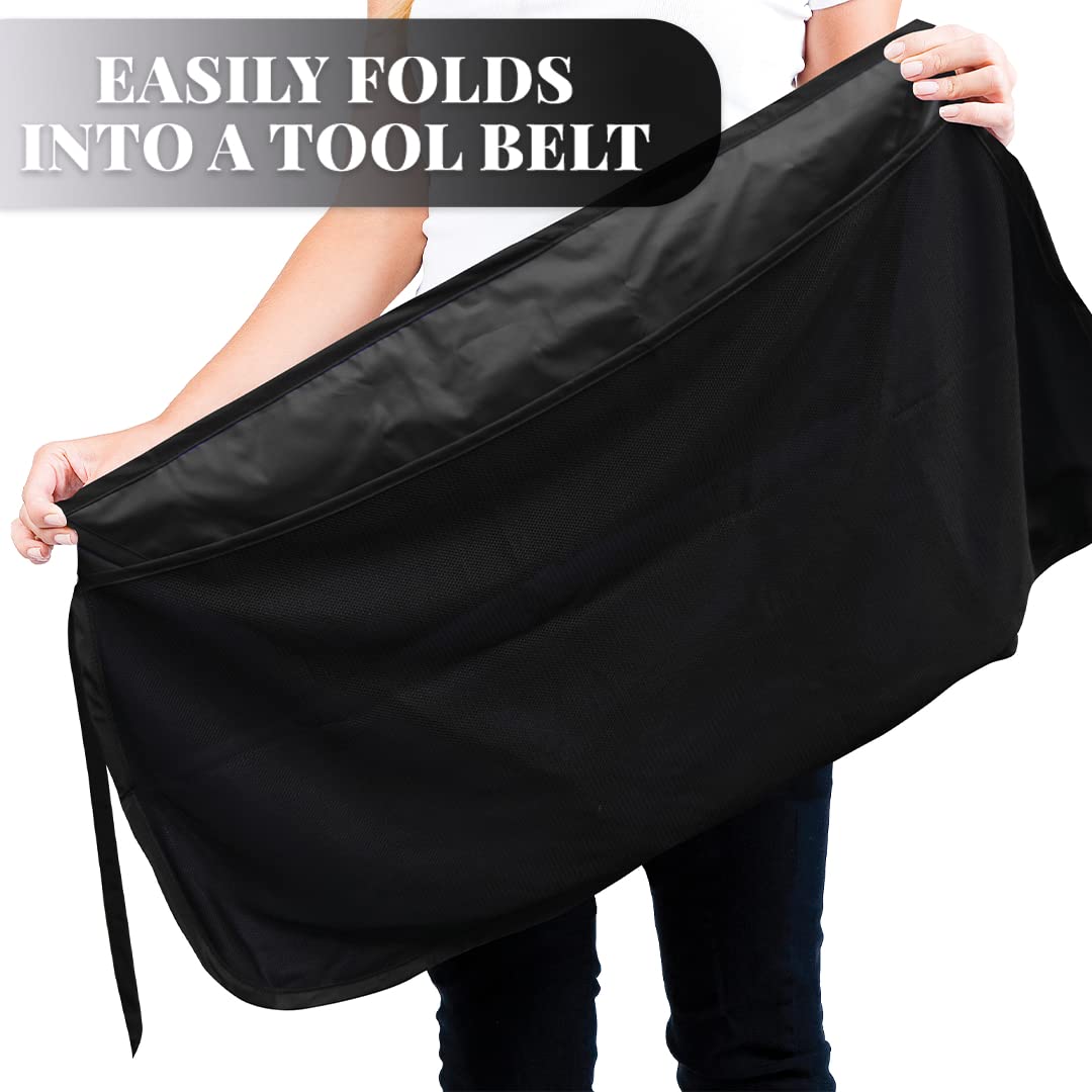 Betty Dain Women's Signature Switch Salon Stylist & Nail Tech Apron with Pockets, Cosmetology Waist Apron/Tool Skirt, Chemical, Bleach, and Water Proof, Pockets with Zippered Bottoms, Black