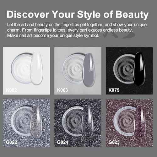 Dip Powder Nail Kit Starter, 6 Colors Glitter Dark Black White Dipping Powder Kit With Base & Top Coat/Activator/Brush Saver, Nail Art Manicure Salon DIY for Daily at Home Party Gifts for Women