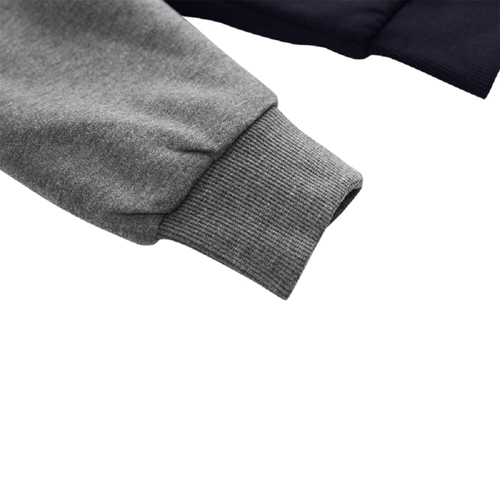 Facitisu Men Zip Up Hoodie Heavyweight Thick Fleece Coat Sherpa Lined Jacket Winter Warm Sweatshirts Navy Grey XL