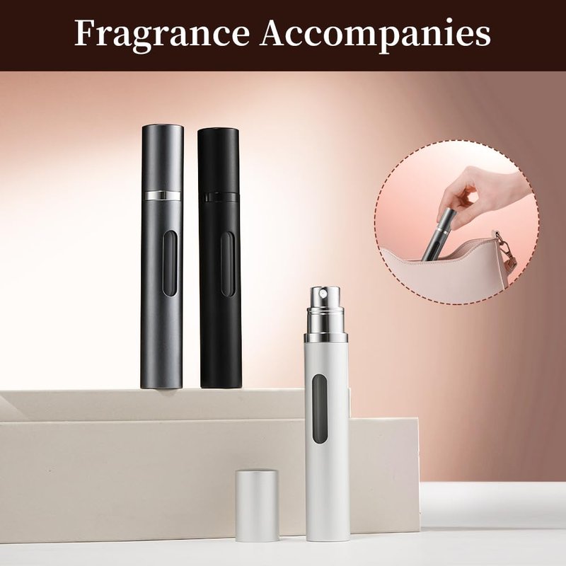 DIOHIO 10ml 3pcs Perfume Travel Refillable Bottle,Perfume Atomizer Travel Refillable, Bottom-Filling Fragrances Perfumes Bottle,Mini Cologne Dispenser,Portable Sprayer（Black-Grey-Silver）