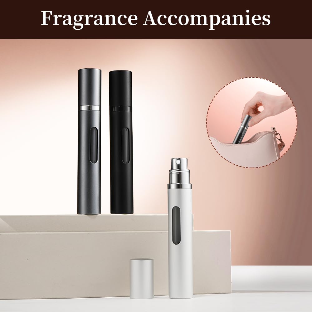 DIOHIO 10ml 3pcs Perfume Travel Refillable Bottle,Perfume Atomizer Travel Refillable, Bottom-Filling Fragrances Perfumes Bottle,Mini Cologne Dispenser,Portable Sprayer（Black-Grey-Silver）